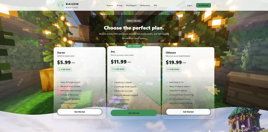 Kaizen Hosting, pricing