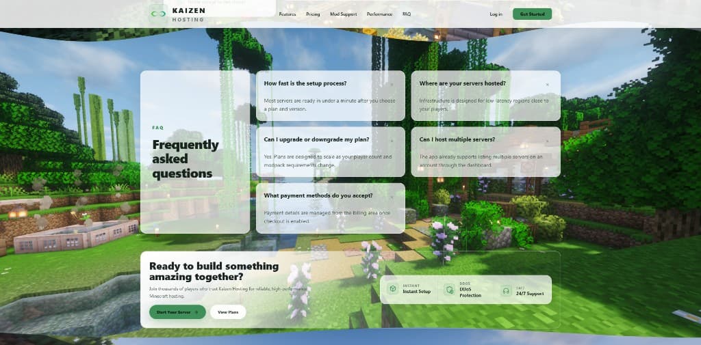 Kaizen Hosting, FAQ and CTA