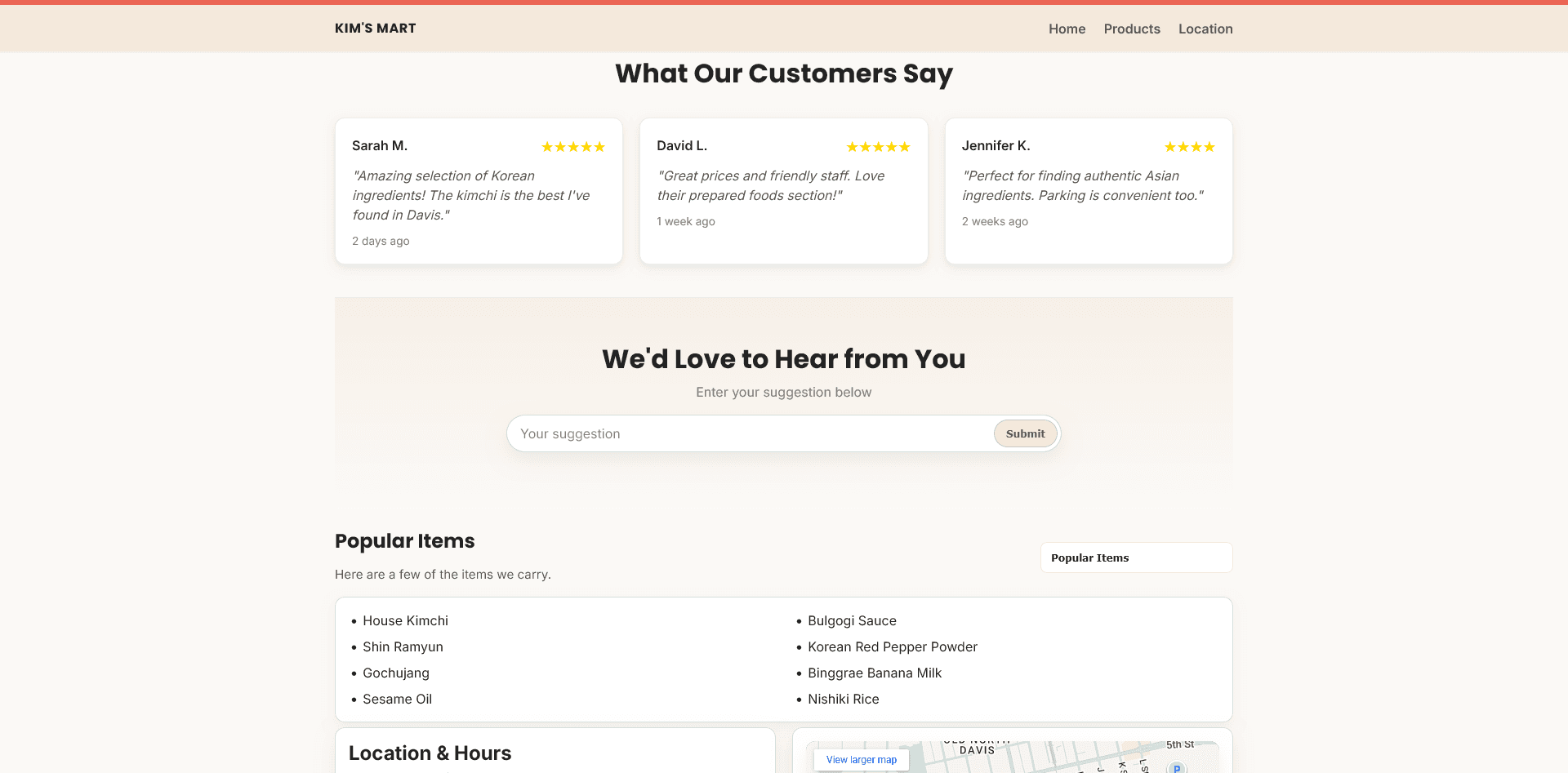 Kims Mart - Product Grid